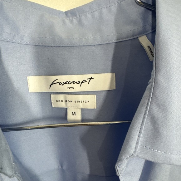Foxcroft Women's Non Iron Stretch Long Sleeve Button Up Shirt Blue Size M Career - Picture 3 of 10